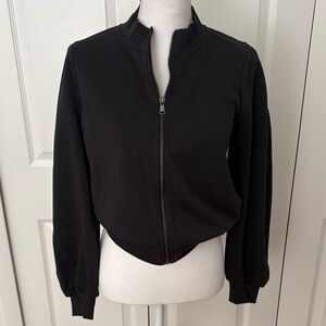 Evereve Black Zip-Front Bomber Jacket